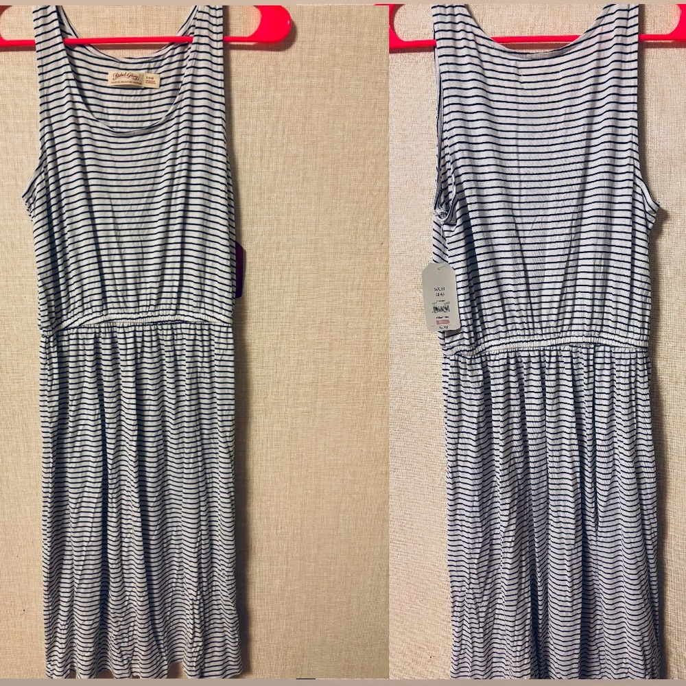 🖤NWT Small Black&White Striped Casual Midi Dress 🤍